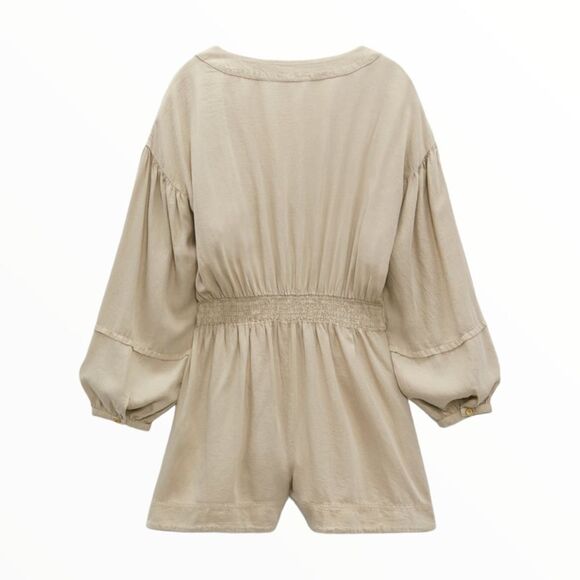 ZARA | Sand | PATCH POCKET SHORT JUMPSUIT - Picture 3 of 9